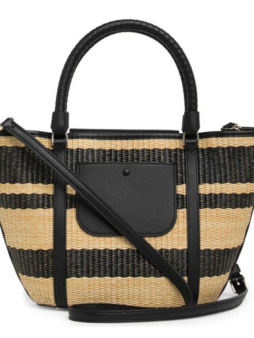 NEW ☑️ Kate Spade CRUISE Medium Tote Raffia & Black leather - Picture 4 of 16